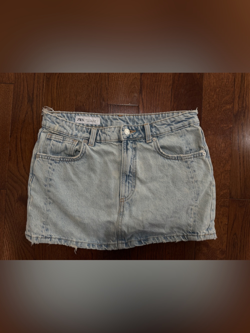 Zara Light Wash Denim Mini Skirt - Faded Blue